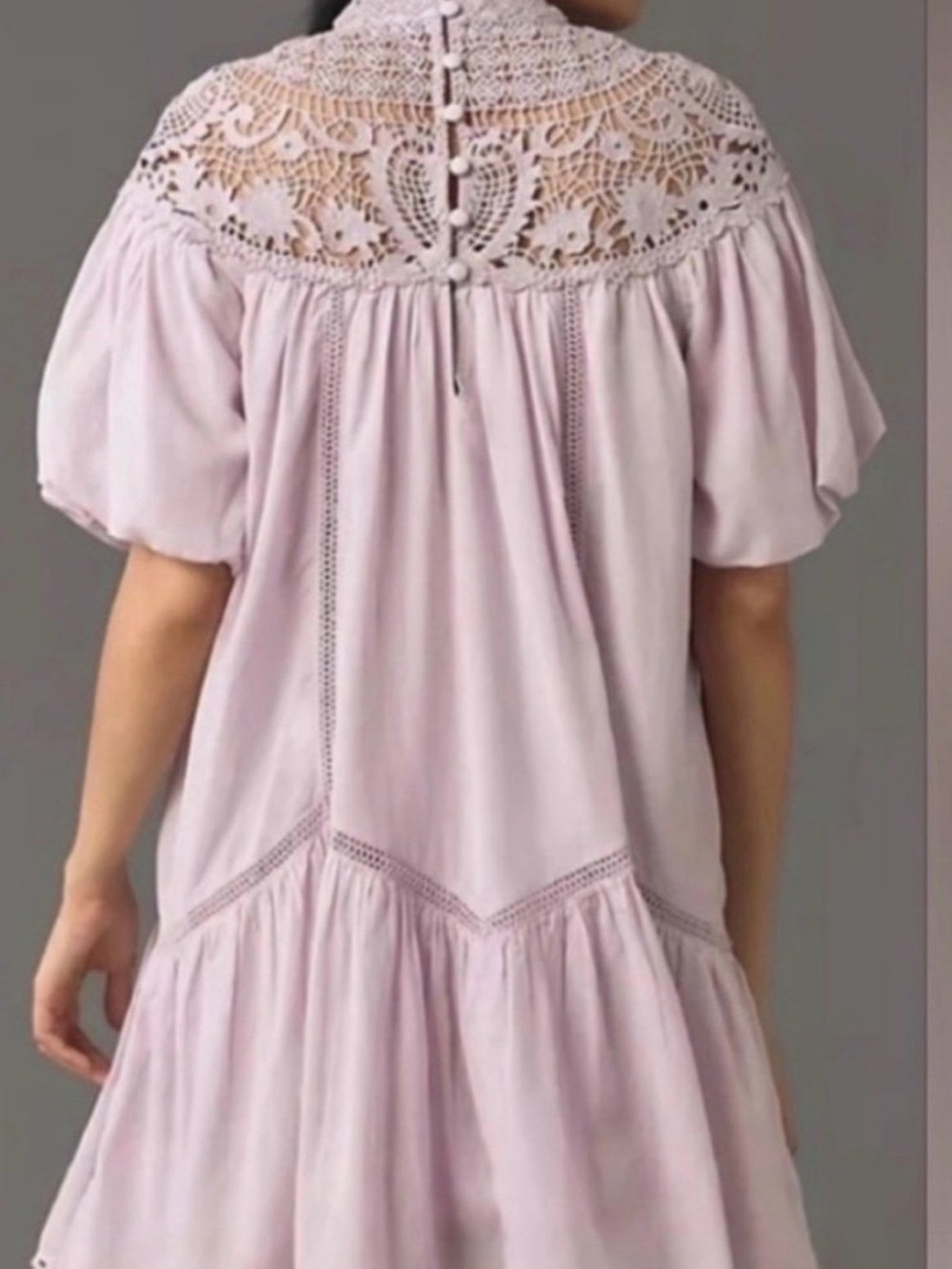 By Anthropologie High-Neck Lace Tunic Mini Dress Lilac Plus Size 1X New - Picture 4 of 9